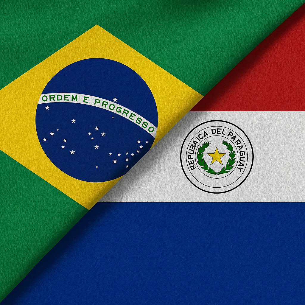 Bandeiras do Brasil e Paraguai